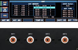 Antenna memory setting screen